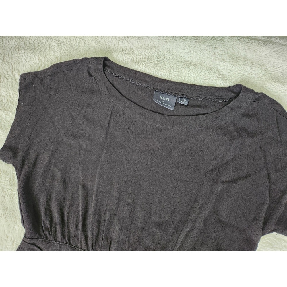 Maeve by Anthropologie‎ Top 4 Womens Black Ruched Waist Cropped Blouse Side Zip